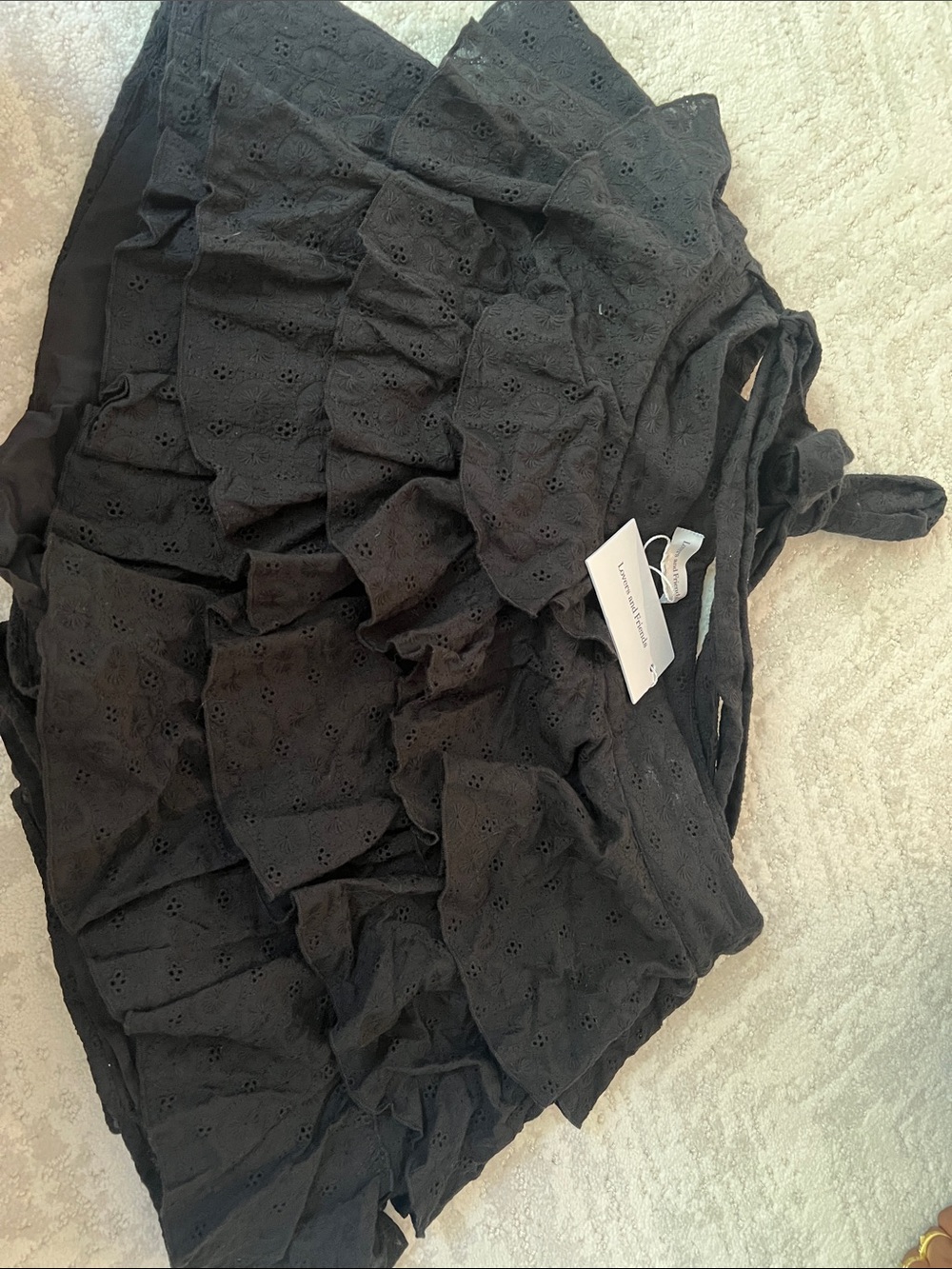 Lovers + Friends Black Eyelet Ruffle Shorts